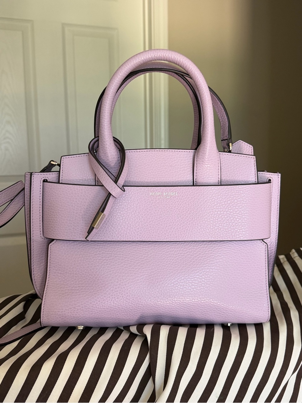 Henri Bendel Barrow Street Leather Satchel in Lilac Breeze